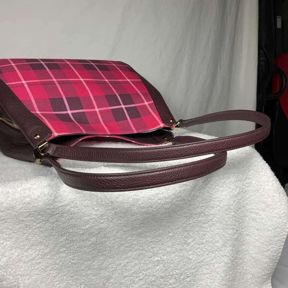 NWOT ♠️ Kate Spade Plaid Leila Medium Triple Compartment Shoulder Bag - Picture 8 of 14